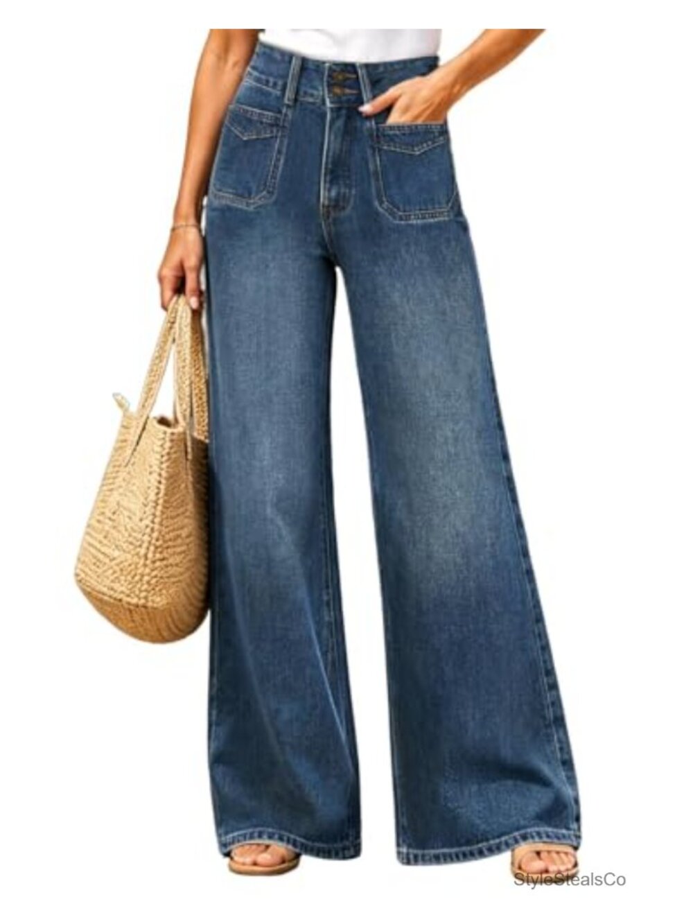 High Waisted Wide Leg Jeans Tummy Control Baggy Denim Pants
